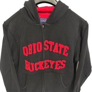 Ohio State Buckeyes Full Zip Fleece Hooded Sweatshirt Size Small Black Red
